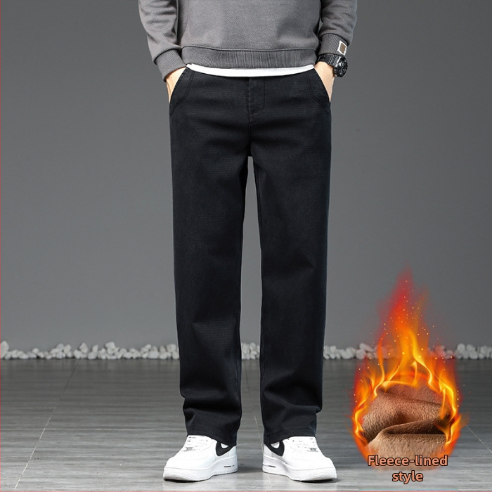 Vyrinės tiesaus kirpimo kelnės su fliso vidine apdaila iš Lyocell audinio | vidutinė juosmens linija, mikroelastingumas, žiema 2025