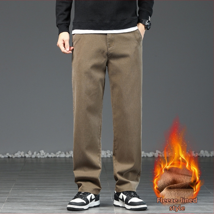 Vyrinės tiesaus kirpimo kelnės su fliso vidine apdaila iš Lyocell audinio | vidutinė juosmens linija, mikroelastingumas, žiema 2025