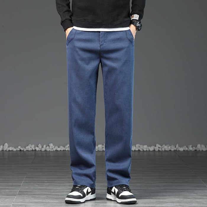 Muške hlače ravnog kroja s fleec navlakom od Lyocella | srednji pojas, mikroelastičnost, zima 2025