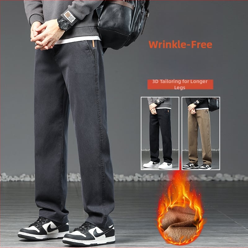 Muške hlače ravnog kroja s fleec navlakom od Lyocella | srednji pojas, mikroelastičnost, zima 2025