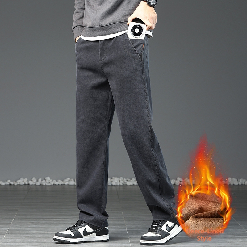 Vyrinės tiesaus kirpimo kelnės su fliso vidine apdaila iš Lyocell audinio | vidutinė juosmens linija, mikroelastingumas, žiema 2025