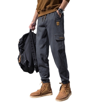 Muške radne hlače u japanskom stilu workwear, uski kroj, srednji porast, s remenom, pamuk
