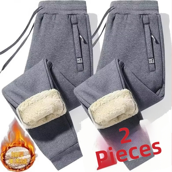 Vīriešu bikses ar flīsa iekšējo apdari, taisns piegriezums, augsts viduklis, josta, ķīmisko šķiedru maisījums