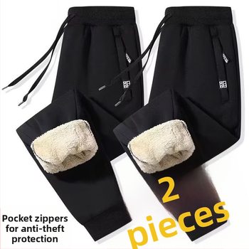 Vīriešu bikses ar flīsa iekšējo apdari, taisns piegriezums, augsts viduklis, josta, ķīmisko šķiedru maisījums