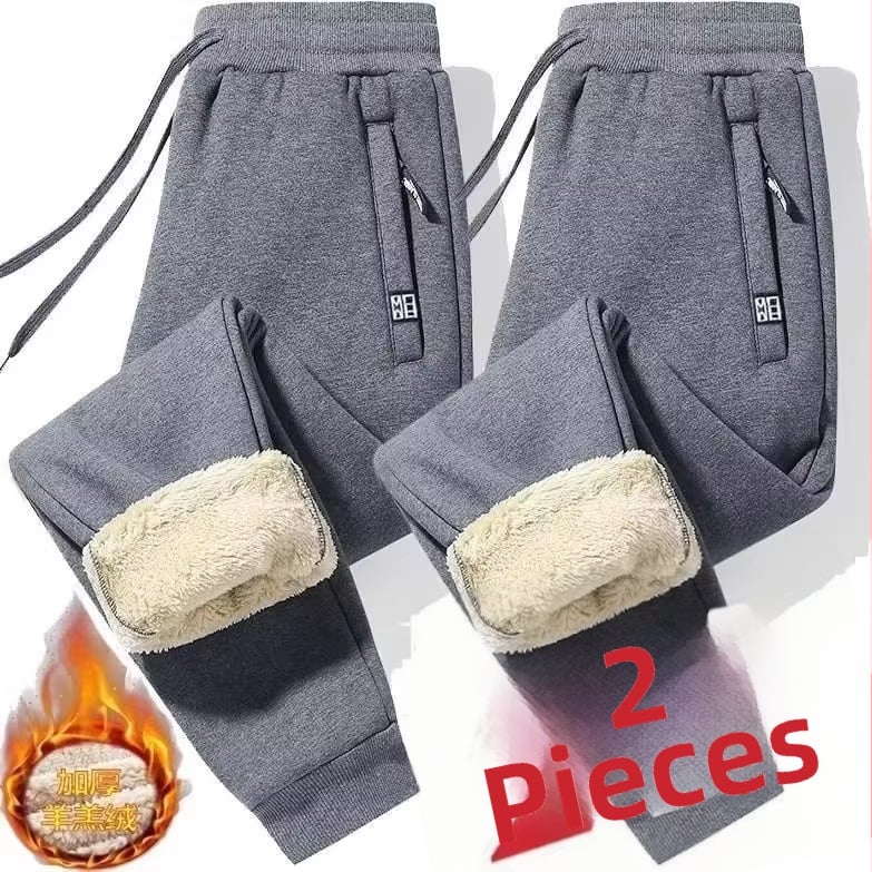 Muške hlače s flis podstavom, ravni kroj, visok struk, s remenom, mješavina kemijskih vlakana