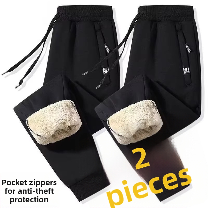 Vīriešu bikses ar flīsa iekšējo apdari, taisns piegriezums, augsts viduklis, josta, ķīmisko šķiedru maisījums