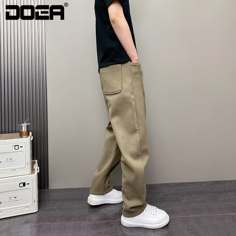 2025 jesen-zima muške casual hlače s flisom, debele, jednostavnog stila, jogger hlače s uskim završetkom, jednostavne boje