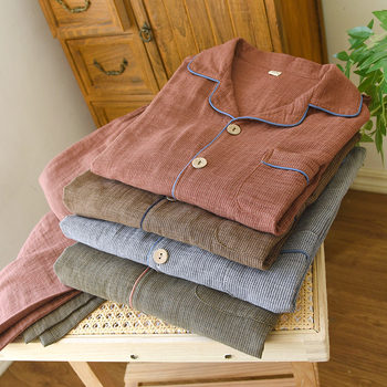 COMRIOU Ανδρικό σετ από 100% βαμβάκι: cardigan με μακρύ μανίκι και παντελόνια, ελαφρύ, casual οικιακή ενδυμασία