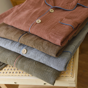 COMRIOU Ανδρικό σετ από 100% βαμβάκι: cardigan με μακρύ μανίκι και παντελόνια, ελαφρύ, casual οικιακή ενδυμασία