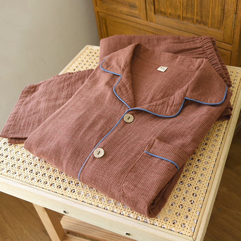 COMRIOU Ανδρικό σετ από 100% βαμβάκι: cardigan με μακρύ μανίκι και παντελόνια, ελαφρύ, casual οικιακή ενδυμασία