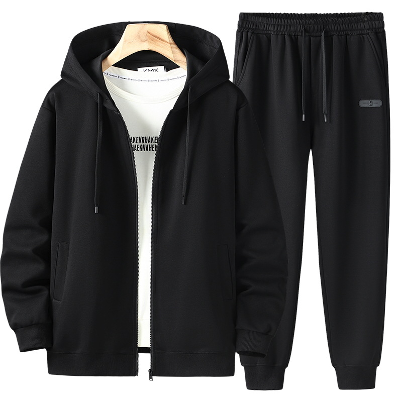 Rudenī 2024 vīriešu divdaļīgs komplekts ar kapuci: kardigans ar kapuci un bikses, kokvilnas-poliestera audums, galvenā sastāva kokvilna