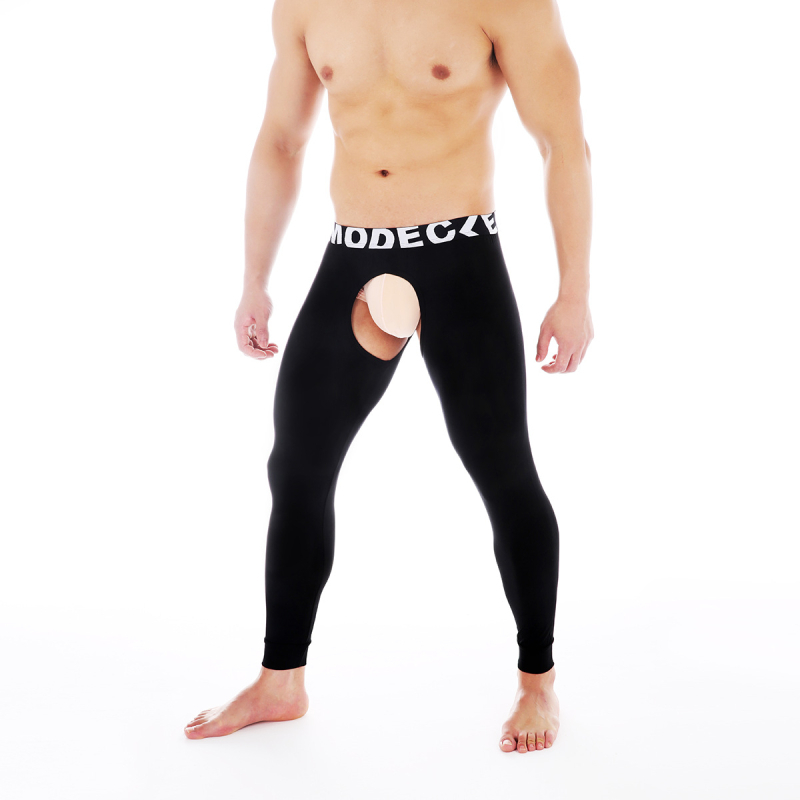 CLEVER-MENMODE Muške modalne Slim-fit termo donje hlače s otvorom sprijeda, prozračne
