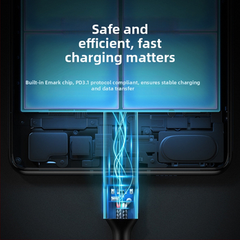 PD240W Type-C uz Type-C uzlādes kabelis ar čipu, divpusējs, piemērots portatīvajiem datoriem, garums 0,5–3 m