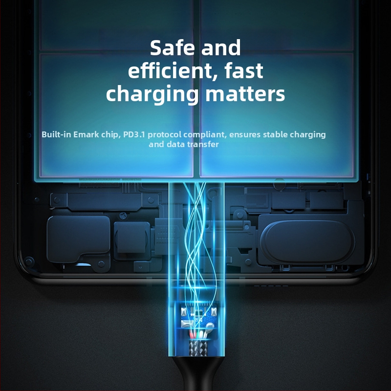PD240W Type-C uz Type-C uzlādes kabelis ar čipu, divpusējs, piemērots portatīvajiem datoriem, garums 0,5–3 m