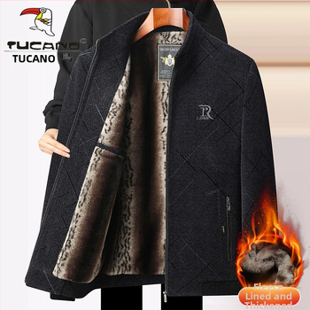 Vyrinės Chenille žieminė striukė su fliso pamušalu, revero tipo apykaklė, užtrauktukas, šoniniai kišenės, PU audinys