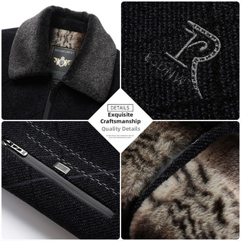 Vyrinės Chenille žieminė striukė su fliso pamušalu, revero tipo apykaklė, užtrauktukas, šoniniai kišenės, PU audinys