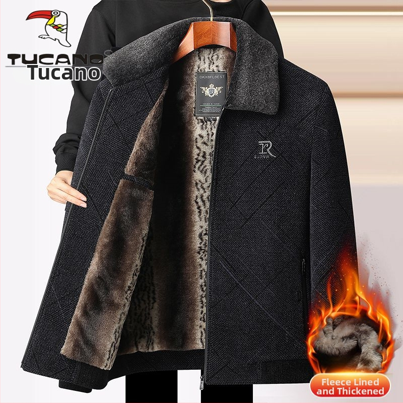 Vyrinės Chenille žieminė striukė su fliso pamušalu, revero tipo apykaklė, užtrauktukas, šoniniai kišenės, PU audinys