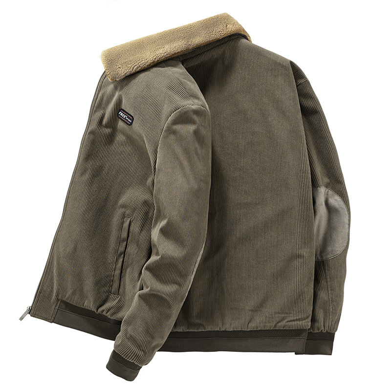 Jakna s reverom, zatvarač, kordurojna vanjska tkanina, zimsko debelog dizajna, poliester podstava