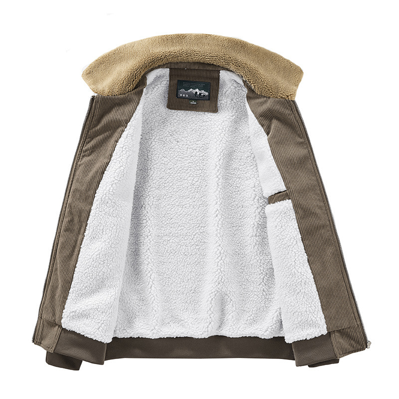 Jakna s reverom, zatvarač, kordurojna vanjska tkanina, zimsko debelog dizajna, poliester podstava