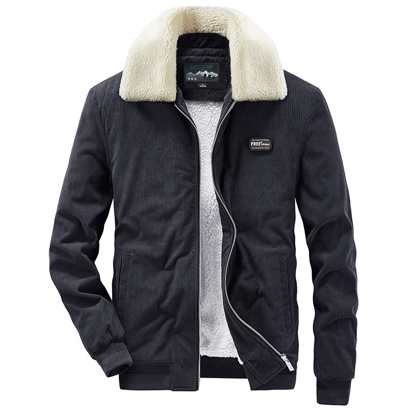 Jakna s reverom, zatvarač, kordurojna vanjska tkanina, zimsko debelog dizajna, poliester podstava