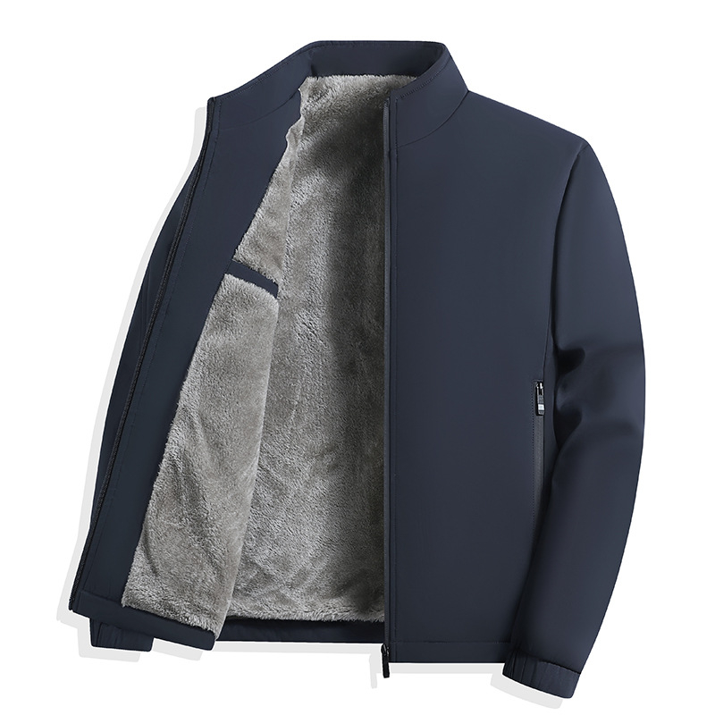 Lagana poslovna jakna za muškarce srednje dobi, stojeći ovratnik, zatvaranje na zip, bočni džepovi, 100% poliester