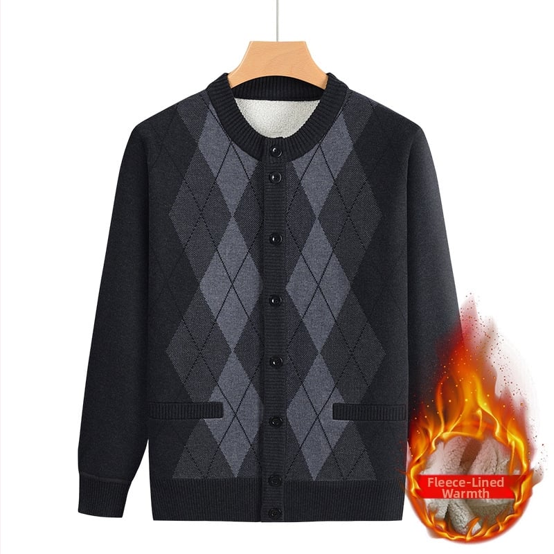 Megztinis su fliso šiltele vyresniems žmonėms, vilnos mišinio audinys, 100% poliesteris, žiema 2024