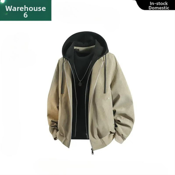 Muška jakna od umjetne kože s kapuljom u američkom stilu, jesenji streetwear, oversize, casual