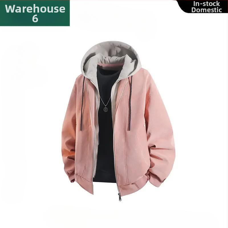 Muška jakna od umjetne kože s kapuljom u američkom stilu, jesenji streetwear, oversize, casual