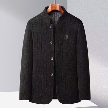 Muška zimska jakna od Chenille vune, podstavljena flisom, s kapuljačom i stojećim ovratnikom