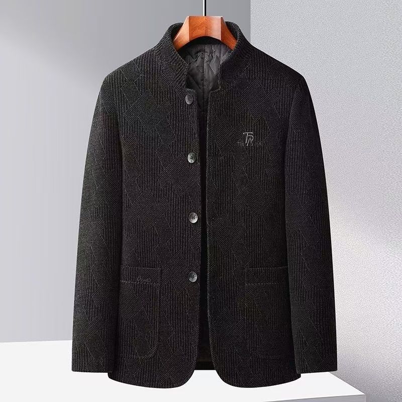 Muška zimska jakna od Chenille vune, podstavljena flisom, s kapuljačom i stojećim ovratnikom