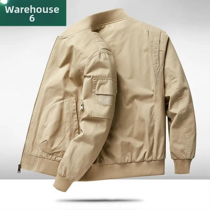 Muška jakna od 100% pamuka, retro stil, plus veličina, bomber s baseball ovratnikom i stojećim ovratnikom, proljeće i jesen.