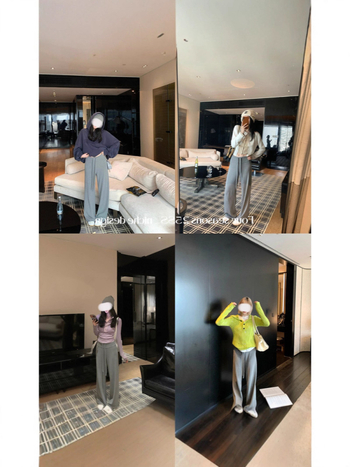 Дамски панталони с широки крачоли от вискоза, висока талия, дълги до пода, 95% вискоза, ежедневен стил японско/корейски, детайл с колаж