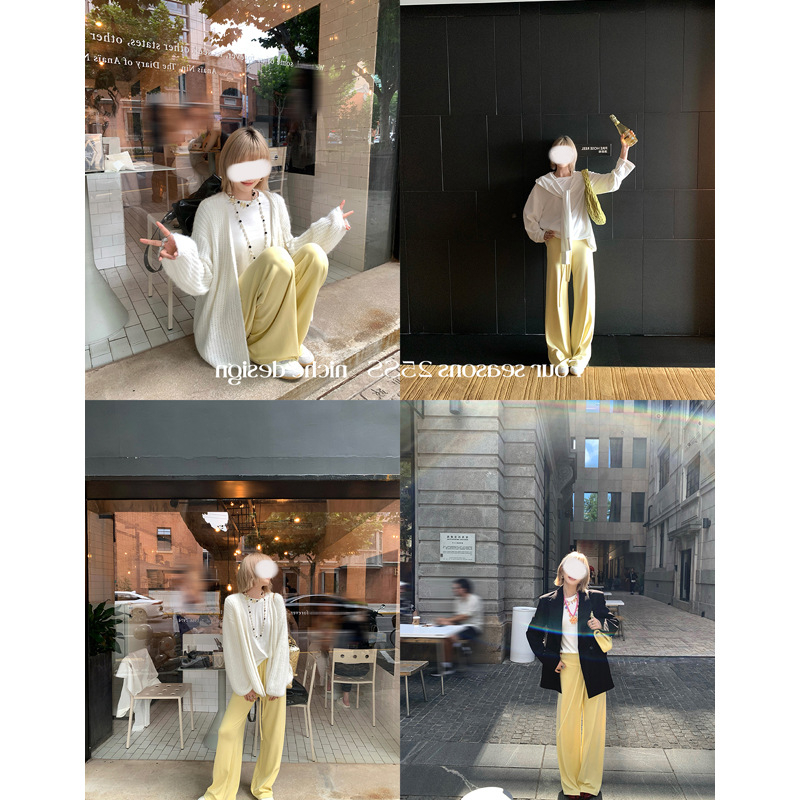 Дамски панталони с широки крачоли от вискоза, висока талия, дълги до пода, 95% вискоза, ежедневен стил японско/корейски, детайл с колаж