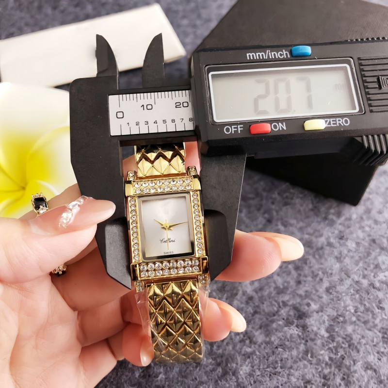 Ženski kvarcni sat s kvadratnim brojčanikom, dijamantni ukrasi, Miyota SL68, analogni, kalendar, luminescencija