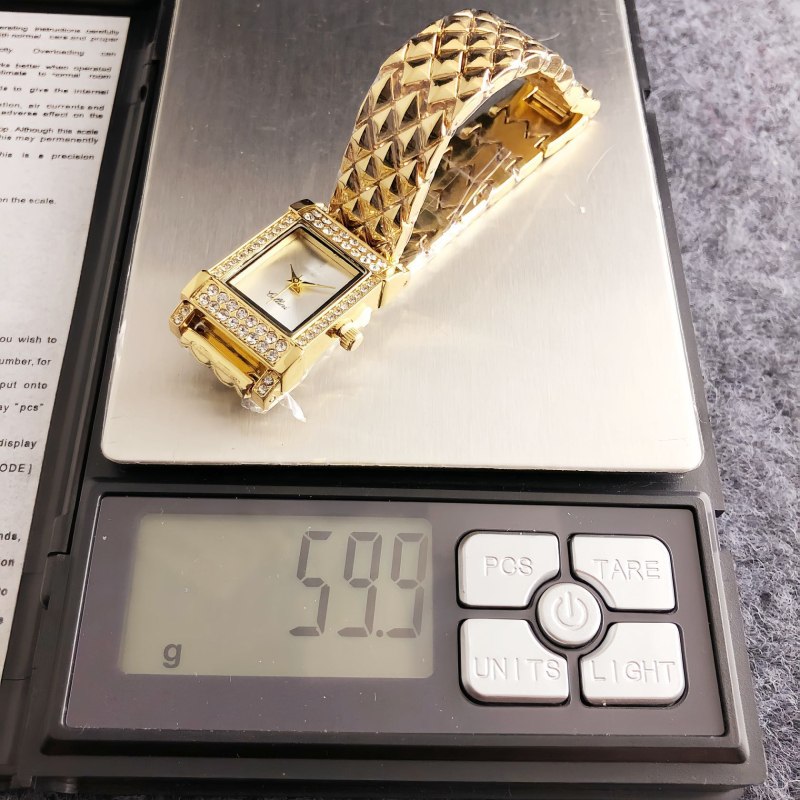 Ženski kvarcni sat s kvadratnim brojčanikom, dijamantni ukrasi, Miyota SL68, analogni, kalendar, luminescencija