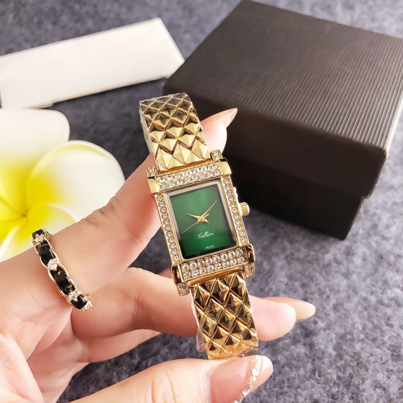 Ženski kvarcni sat s kvadratnim brojčanikom, dijamantni ukrasi, Miyota SL68, analogni, kalendar, luminescencija