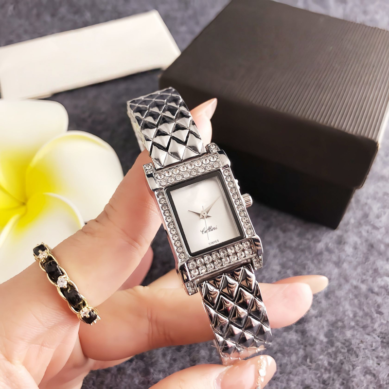 Ženski kvarcni sat s kvadratnim brojčanikom, dijamantni ukrasi, Miyota SL68, analogni, kalendar, luminescencija