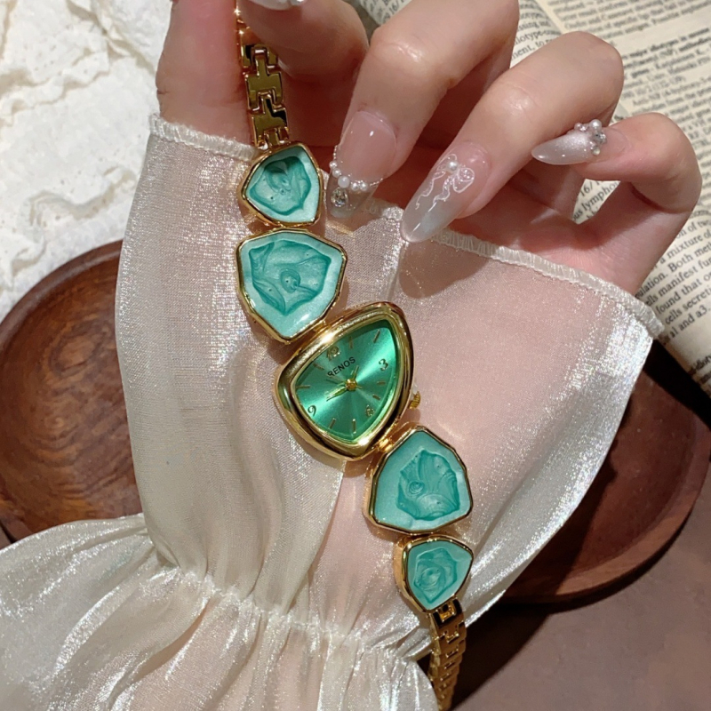 Ženski kvarcni sat s narukvicom, nepravilni brojčanik, spiralna krunica, kućište od cinkove zlitine, domenski visoko-kvalitetni mehanizam