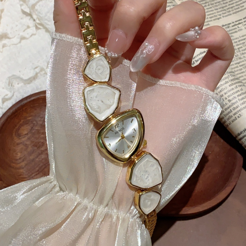 Ženski kvarcni sat s narukvicom, nepravilni brojčanik, spiralna krunica, kućište od cinkove zlitine, domenski visoko-kvalitetni mehanizam