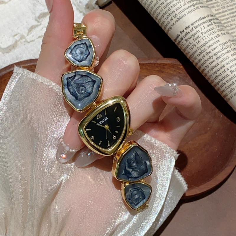 Ženski kvarcni sat s narukvicom, nepravilni brojčanik, spiralna krunica, kućište od cinkove zlitine, domenski visoko-kvalitetni mehanizam