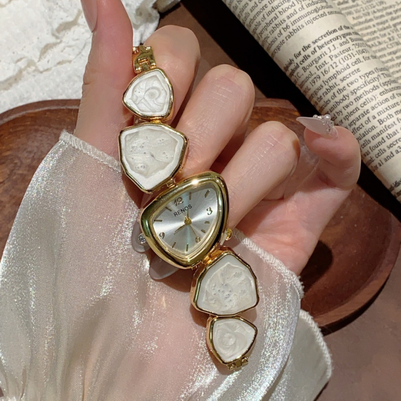 Ženski kvarcni sat s narukvicom, nepravilni brojčanik, spiralna krunica, kućište od cinkove zlitine, domenski visoko-kvalitetni mehanizam