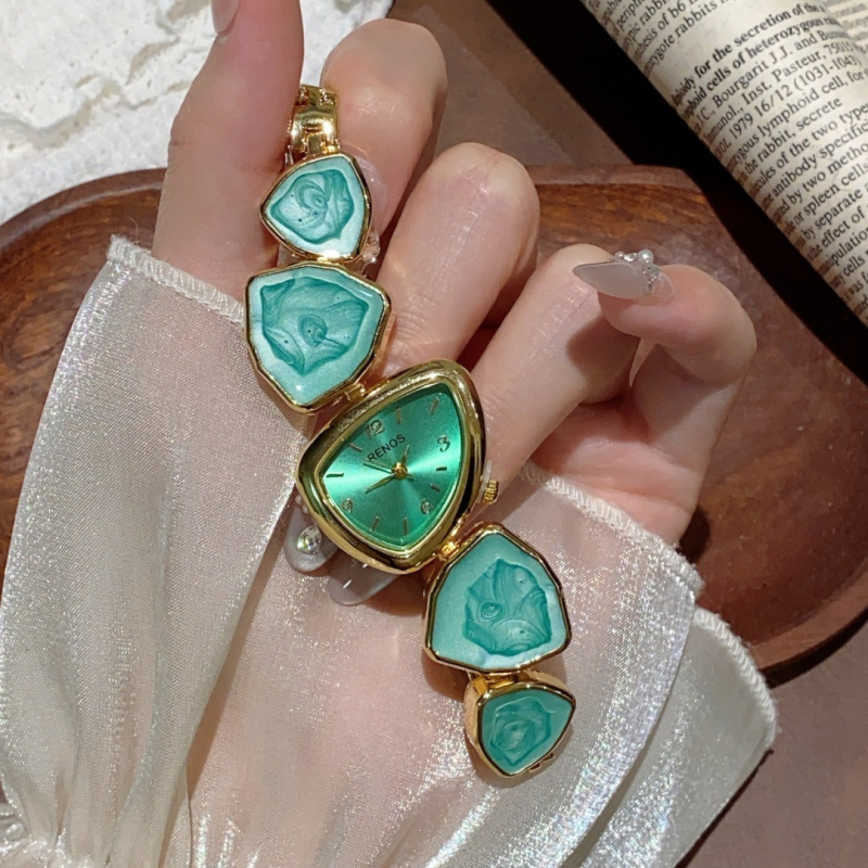 Ženski kvarcni sat s narukvicom, nepravilni brojčanik, spiralna krunica, kućište od cinkove zlitine, domenski visoko-kvalitetni mehanizam