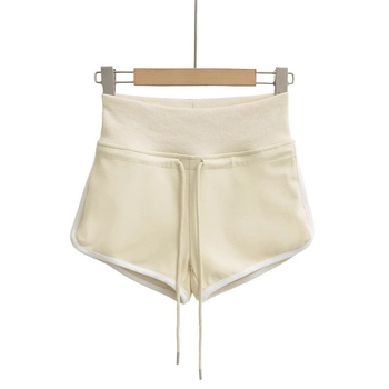 Ženske kratke hlače visokog struka, color-block dizajn, Capri dužina, poliester-spandeks mješavina