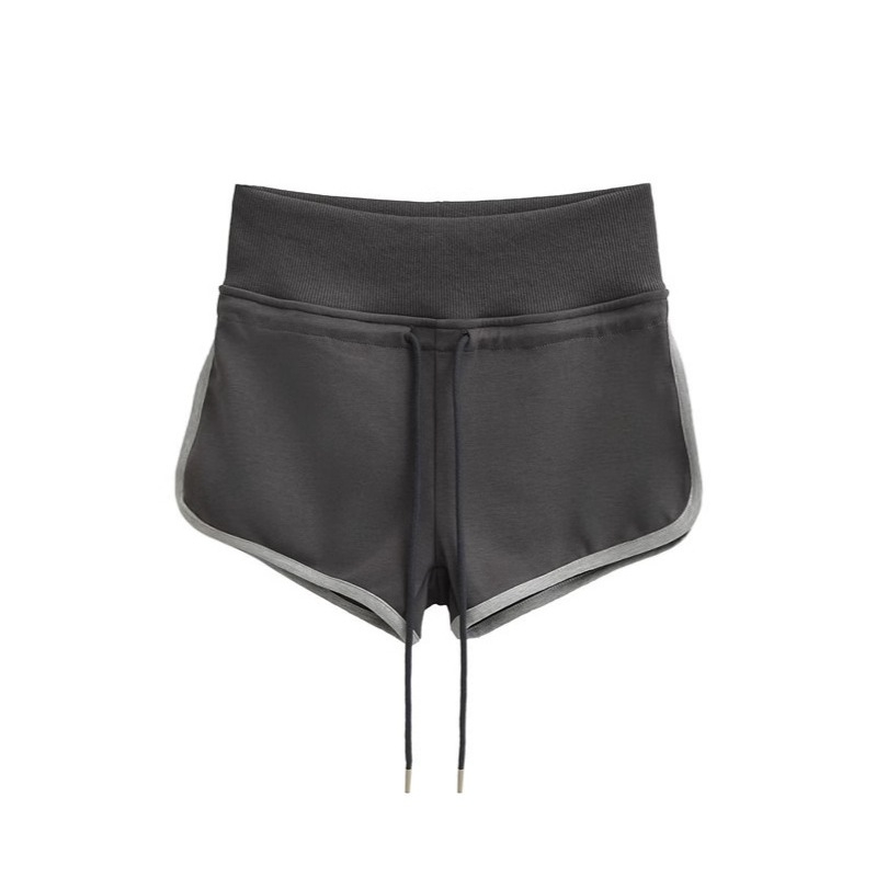 Ženske kratke hlače visokog struka, color-block dizajn, Capri dužina, poliester-spandeks mješavina