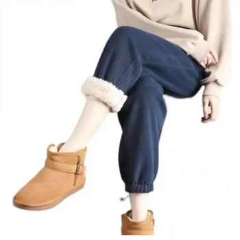 Ženske hlače za trening s fleece podstavom, visokim strukom, debeli, gradski stil, zimska sezona 2025 (Visok struk, Debeli, Zimska sezona 2025, Gradski stil)