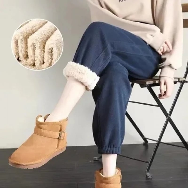 Ženske hlače za trening s fleece podstavom, visokim strukom, debeli, gradski stil, zimska sezona 2025 (Visok struk, Debeli, Zimska sezona 2025, Gradski stil)