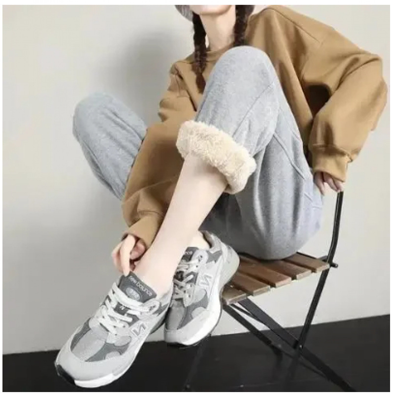 Ženske hlače za trening s fleece podstavom, visokim strukom, debeli, gradski stil, zimska sezona 2025 (Visok struk, Debeli, Zimska sezona 2025, Gradski stil)