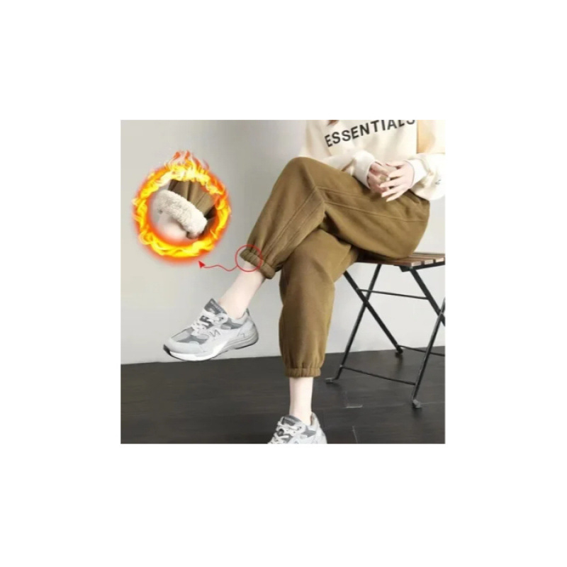 Ženske hlače za trening s fleece podstavom, visokim strukom, debeli, gradski stil, zimska sezona 2025 (Visok struk, Debeli, Zimska sezona 2025, Gradski stil)