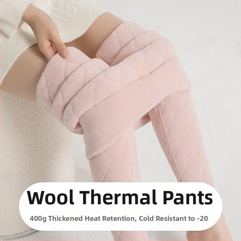 Poliesterinės laisvo kirpimo kelnės su geometriniu raštu, itin storos, išlaiko šilumą, Žiema 2025