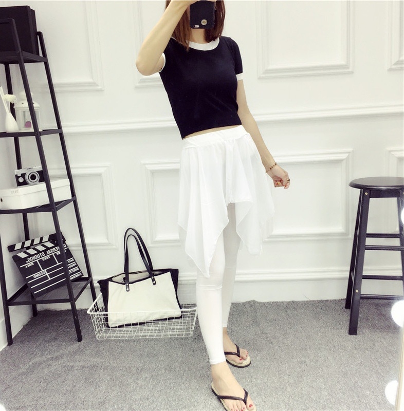 Harém hlače u korejskom stilu sa chiffon pojasom, skraćena duljina, Milk Silk poliester